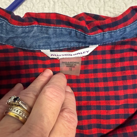 Allison Daley Red and Navy Check Shirt - Picture 5 of 5